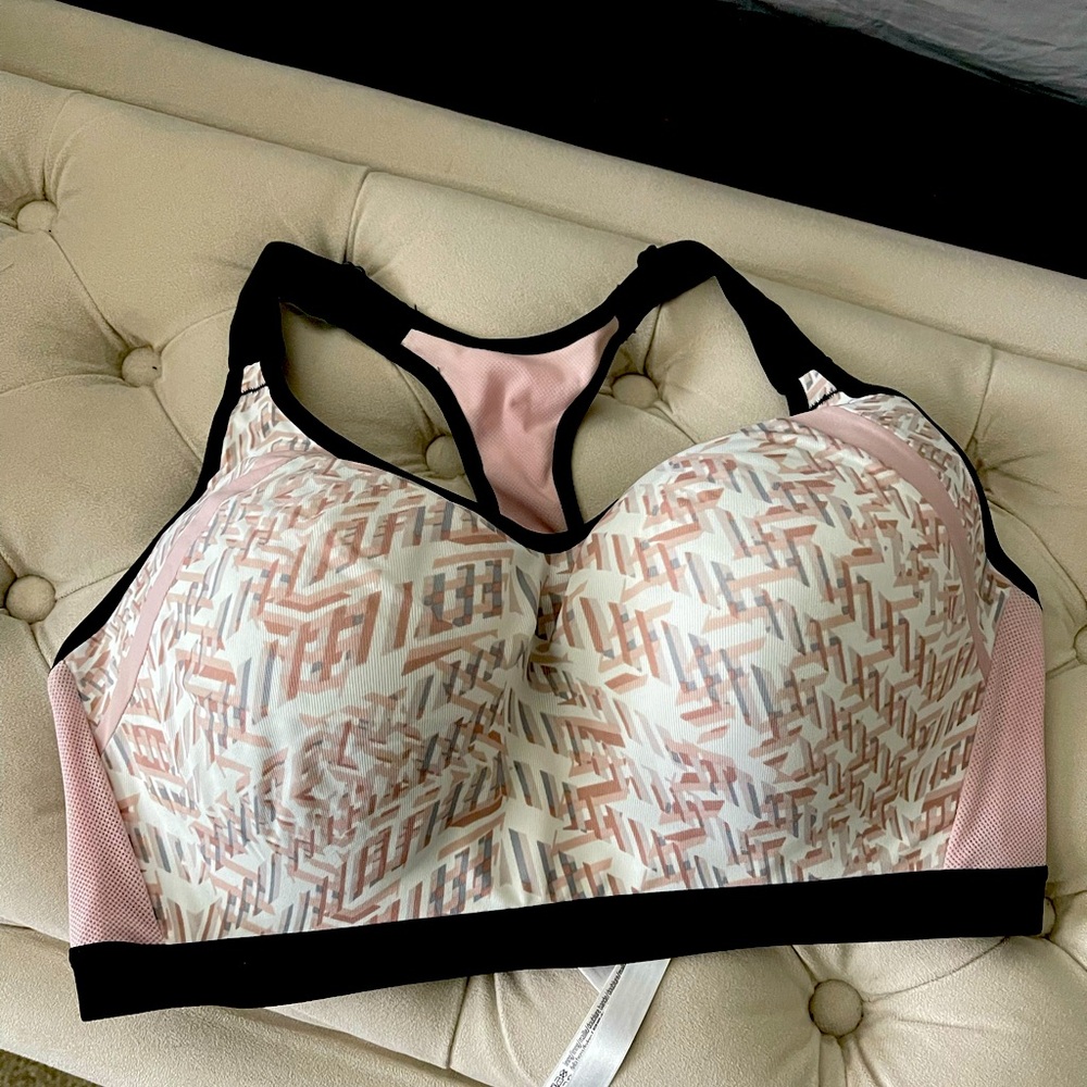 Victorias secret sports bra - 36DD - pink, black and white